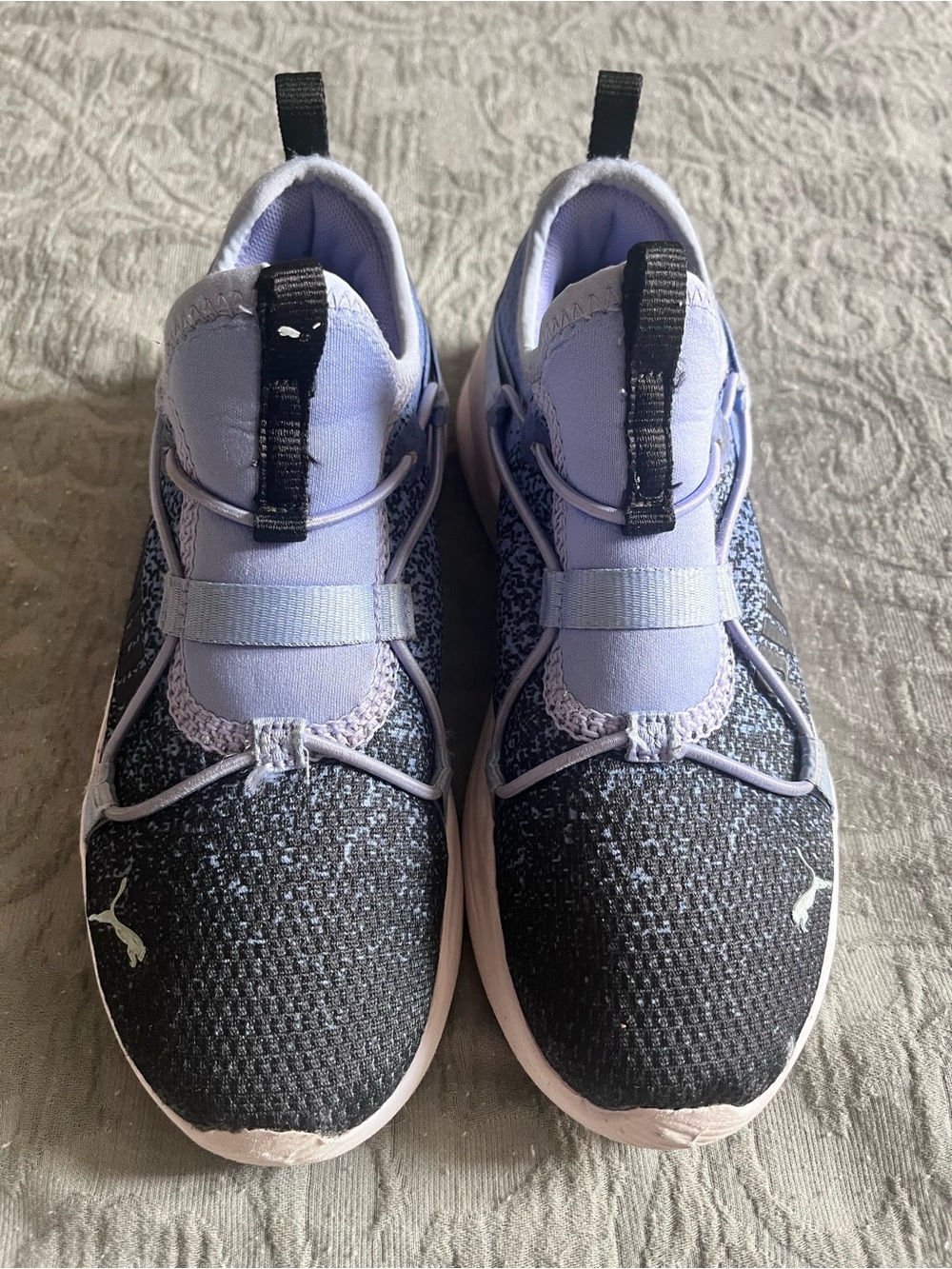 Puma Kids Black and Lilac Slip-On Athletic Sneakers